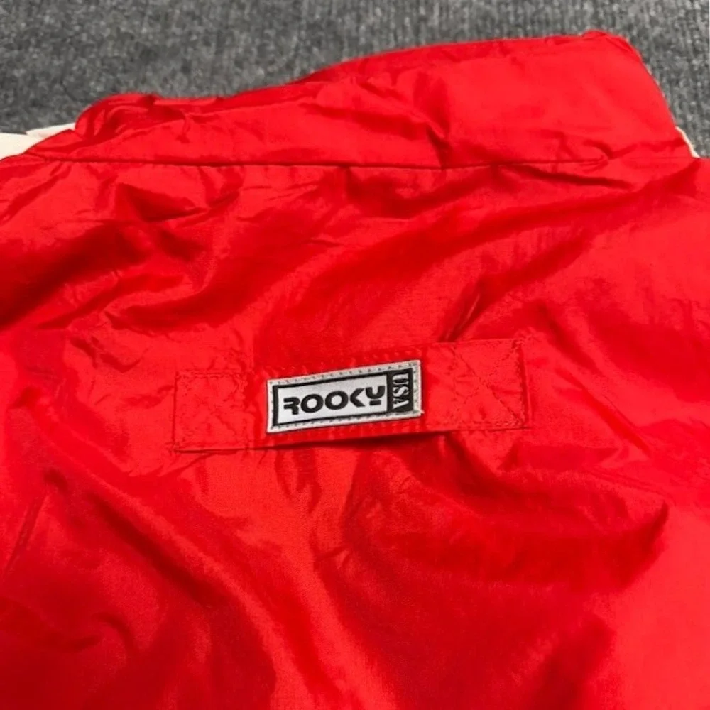 Vintage ROOKY USA Athletic‎ Red Track Jacket Full Zip White Stripe Accent Size L